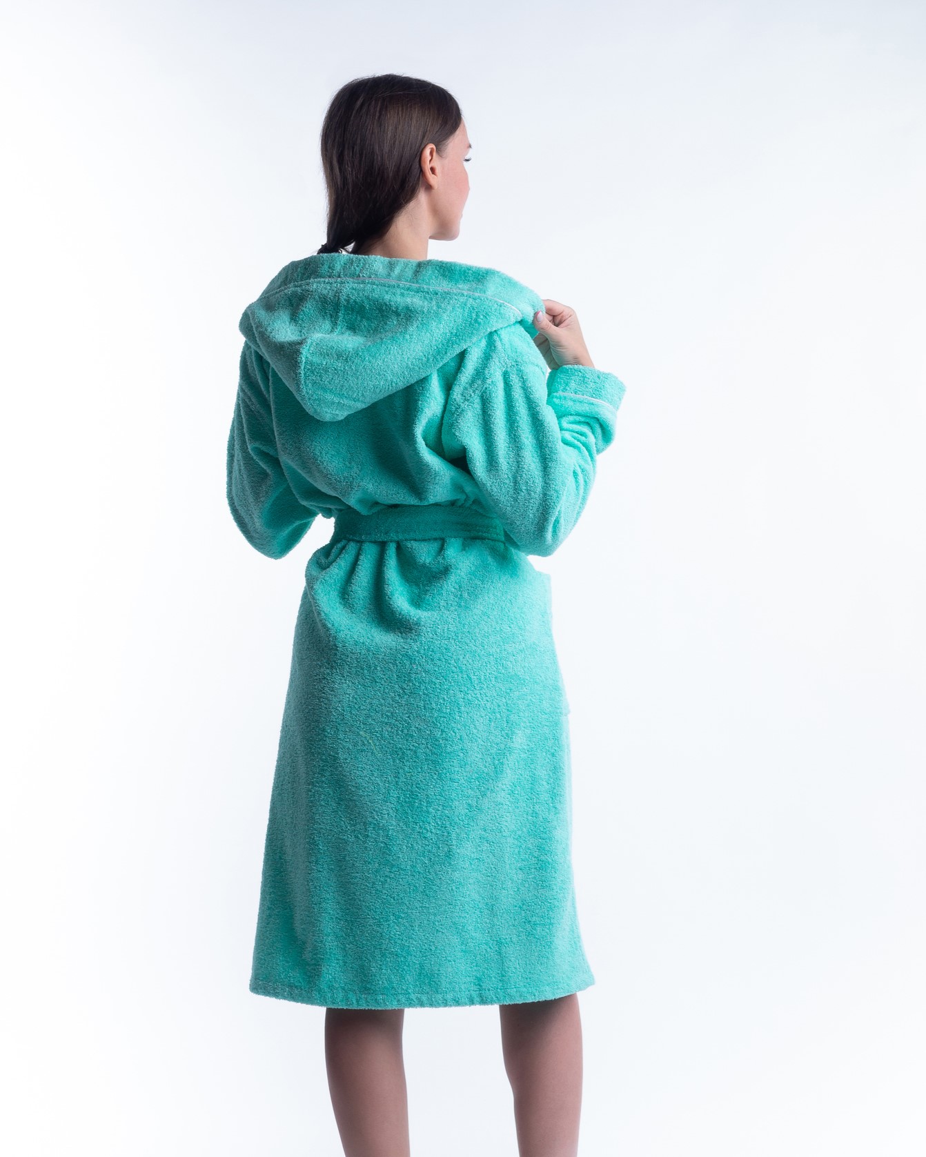 Peignoir bleu clair avec capuche